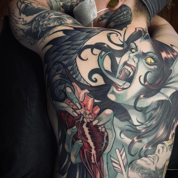 New School tattoo by Teresa Sharpe in Richmond