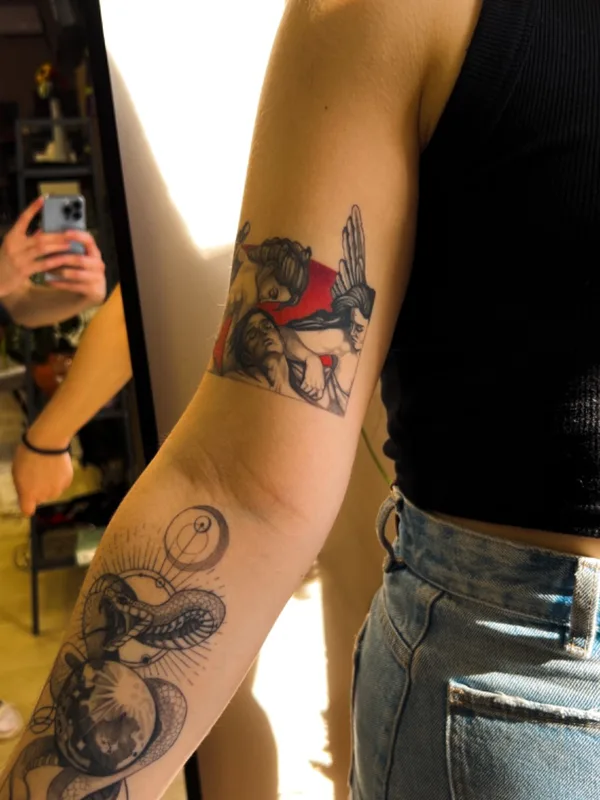 female black and grey black and grey tattoo on forearm #56494 | Tattoo Artist Дмитрий Makabr