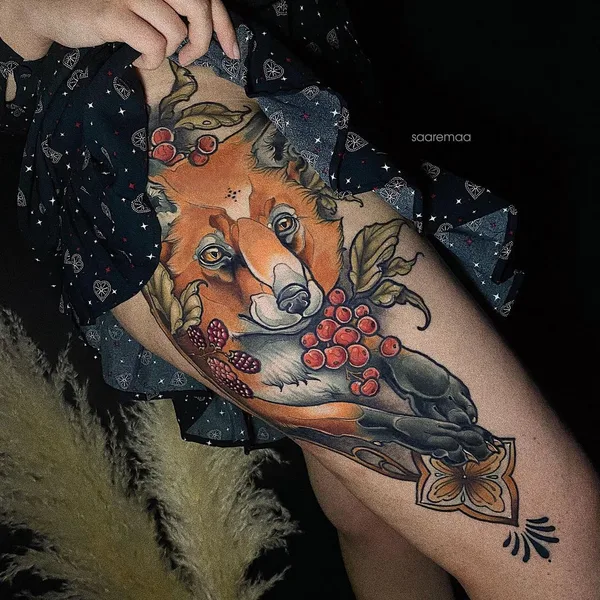 Botanical tattoo by Анастасия Клюева in Moscow