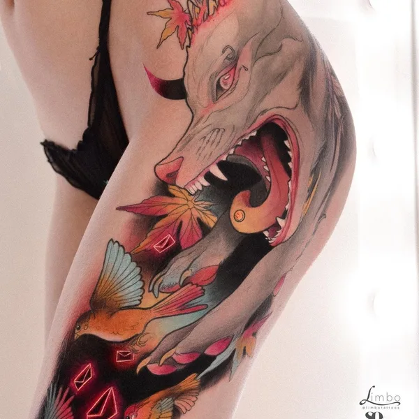 Нео традиционная tattoo by Lina Limbo in Москва