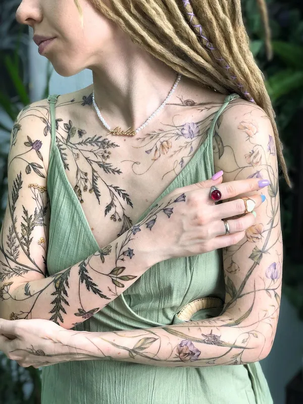 Botanical tattoo by Александра Воробьева in Moscow
