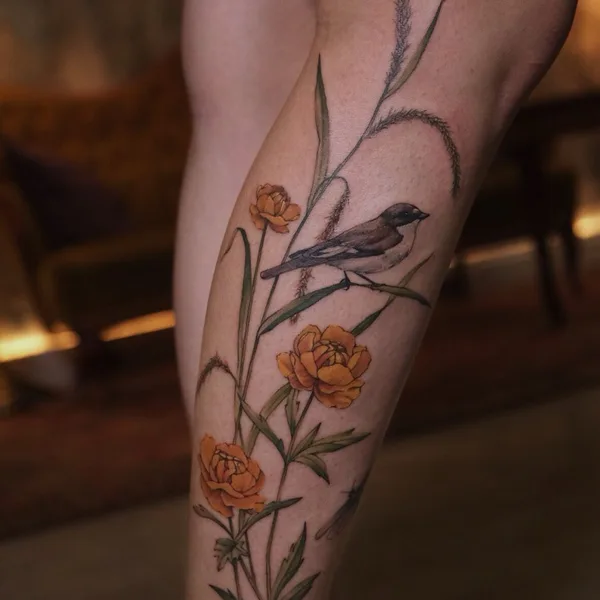 Botanical tattoo by Александра Воробьева in Moscow