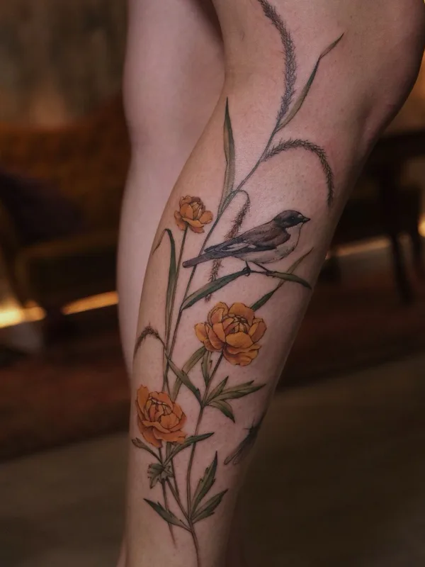 Botanical tattoo by Александра Воробьева in Moscow