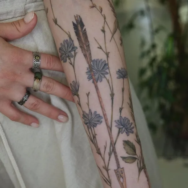 Botanical tattoo by Александра Воробьева in Moscow