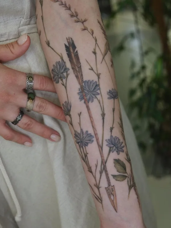 Botanical tattoo by Александра Воробьева in Moscow