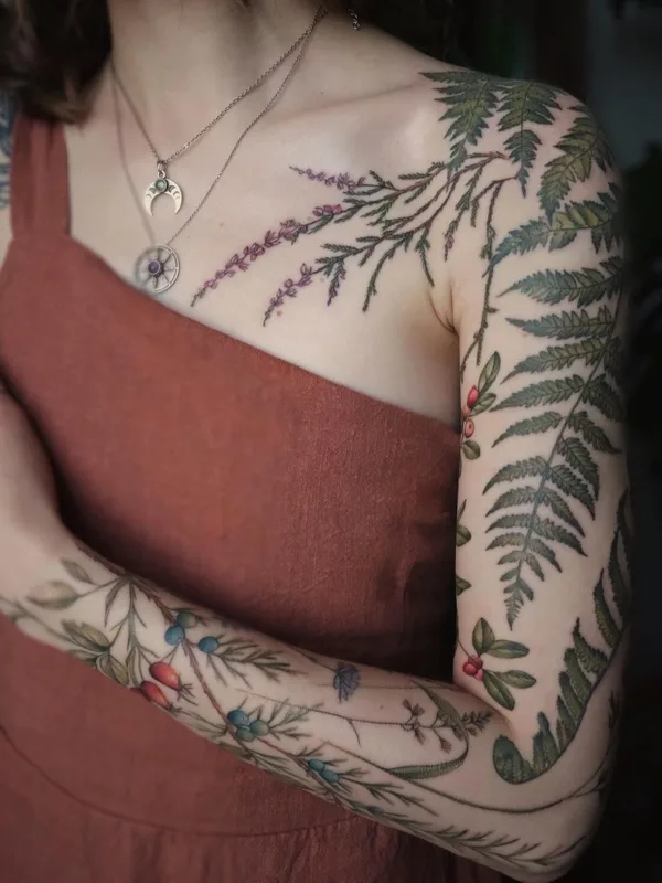 Botanical tattoo by Александра Воробьева in Moscow