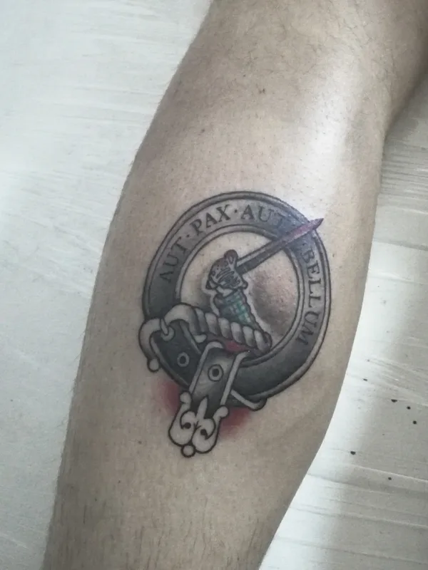 black and grey black and grey 纹身 在 calf #46632 | 纹身师 red webz tattoo studio