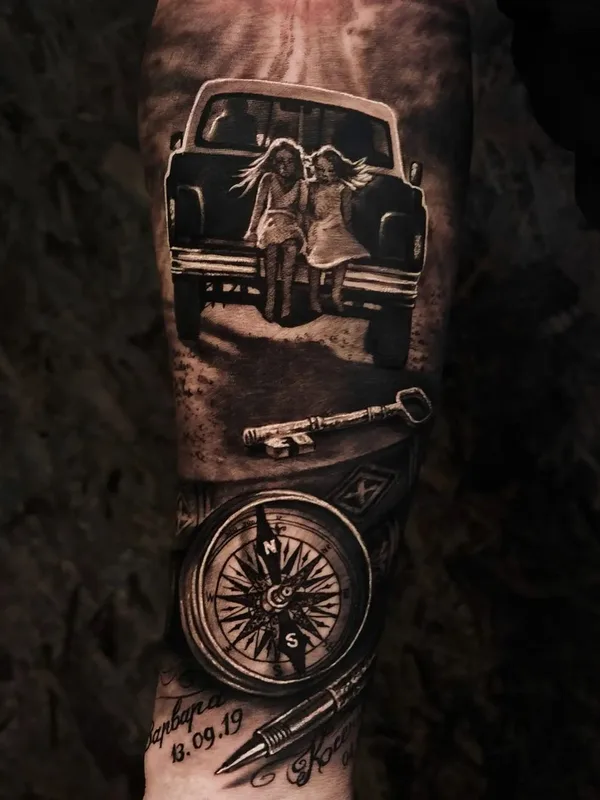 black and grey realism tatouage sur forearm #61289 | Artiste tatoueur Дарина Погребиская