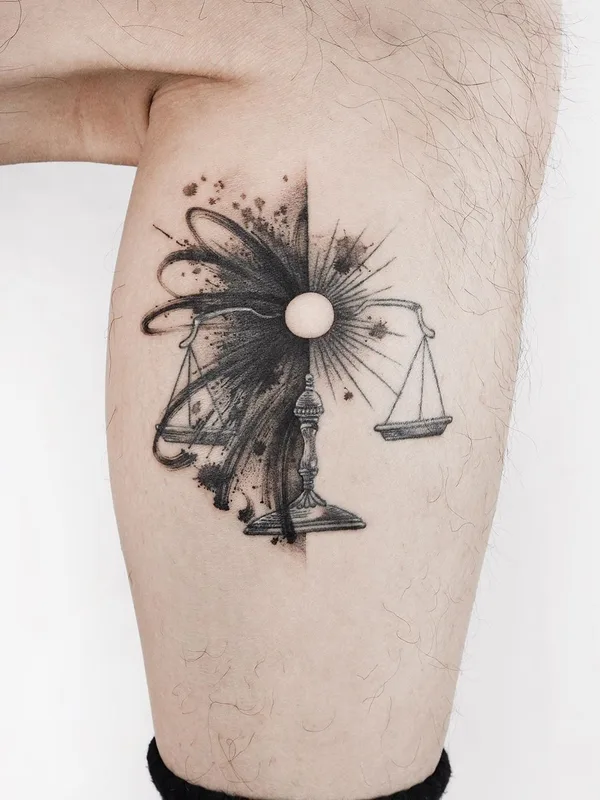 black and grey blackwork tattoo auf calf #34864 | Tätowierer Ati