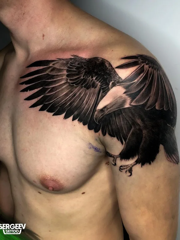 male black and grey realism 纹身 在 chest #50679 | 纹身师 Сергей Сергеев