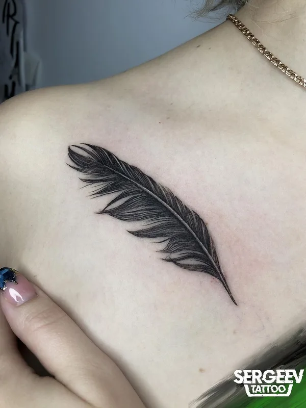 female black blackwork 纹身 在 collarbone #50682 | 纹身师 Сергей Сергеев