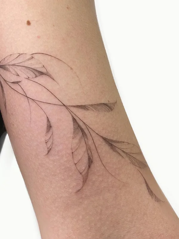 black and grey fineline 纹身 在 forearm #50726 | 纹身师 Валерия Литвищенко