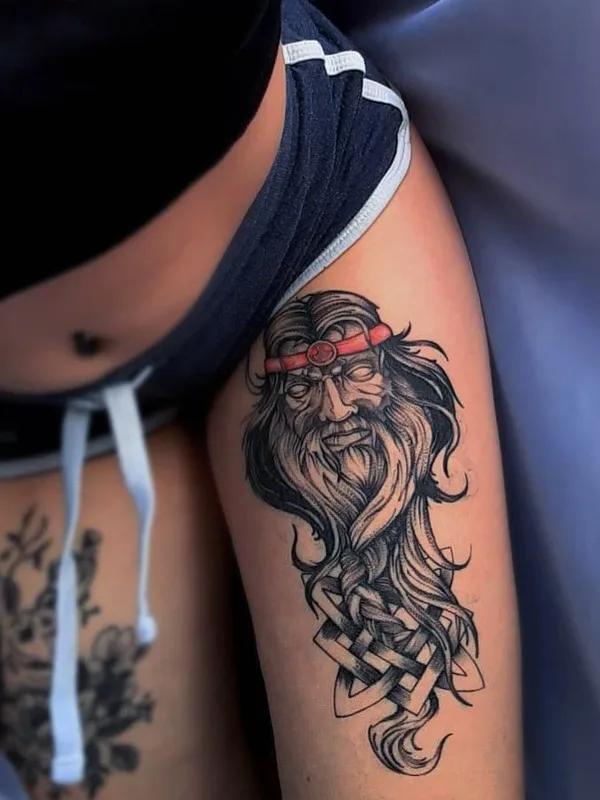 color black and grey Tatuagem em thigh #50744 | Tatuador Владислав Ретунский