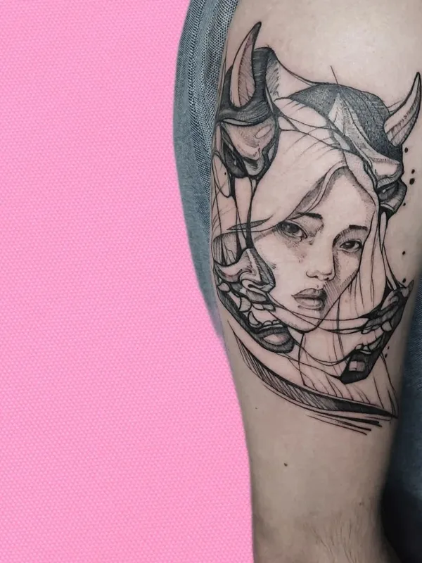 black and grey sketch Tatuagem em upper arm #50741 | Tatuador Владислав Ретунский