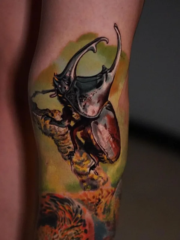 color realism tatuaje en calf #50782 | Tatuador Виталий Гусев