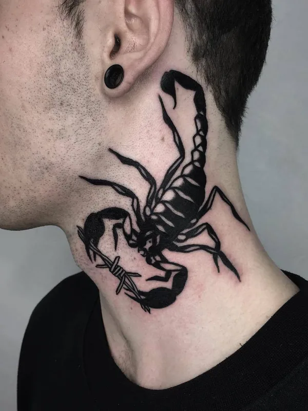 male black blackwork tatouage sur neck #29443 | Artiste tatoueur Ignacio Ttd