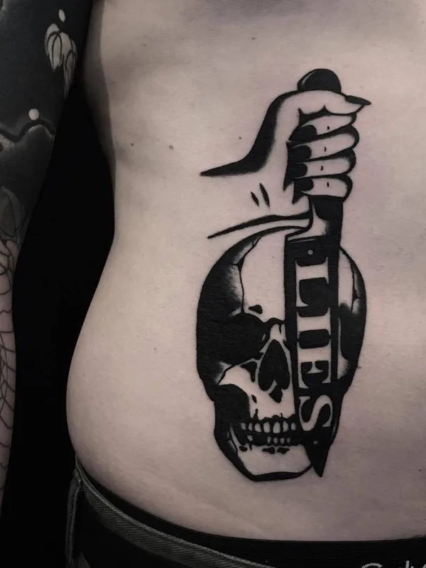black blackwork tatouage sur stomach #29444 | Artiste tatoueur Ignacio Ttd