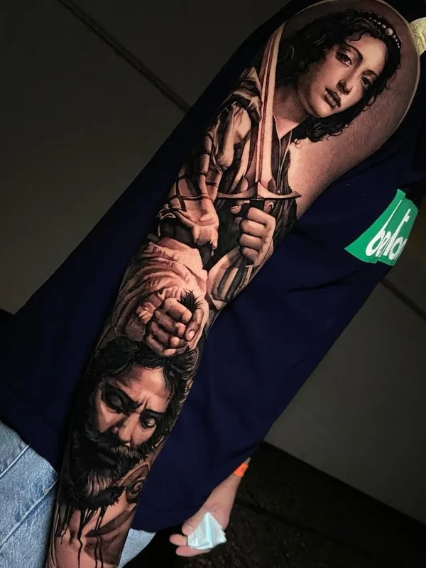 black and grey realism Tatuagem em full sleeve #66291 | Tatuador Alessandro Covallero