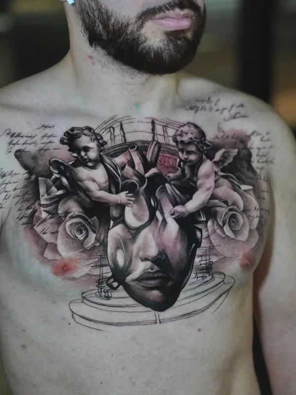 male black and grey realism tatouage sur chest #66312 | Artiste tatoueur Rodrigo Piedrabuena