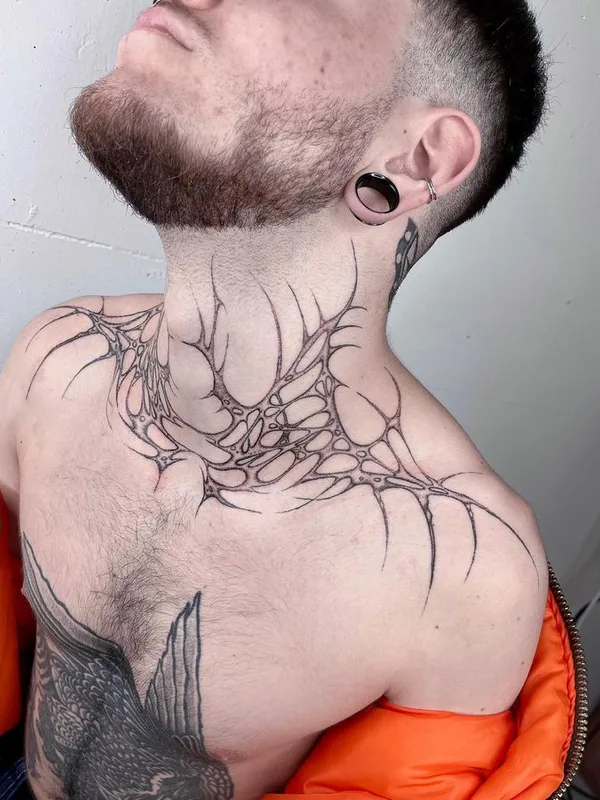 male black linework Tatuaggio su neck #66354 | Tatuatore Randy Lahaie