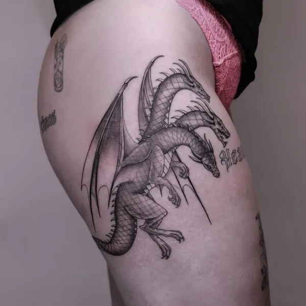 Graphic tattoo by Justine Scandella in Winterthur