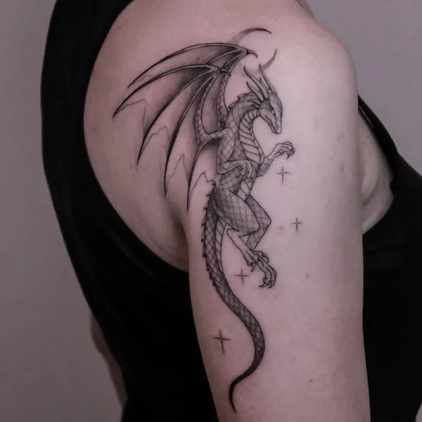 Graphic tattoo by Justine Scandella in Winterthur