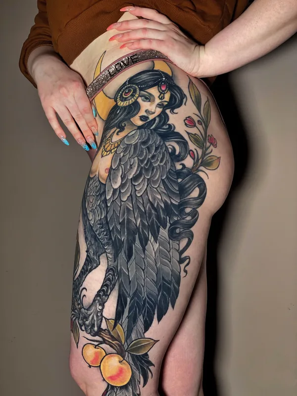 female color neo traditional 타투 부위 thigh #39594 | 타투이스트 Катерина Островная