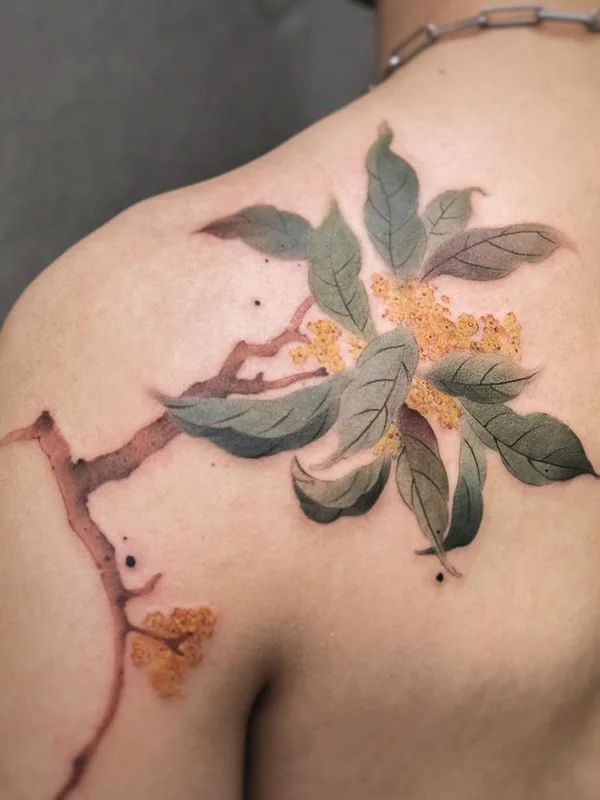 female color watercolor татуировка на back #40083 | Тату мастер Chen Jie