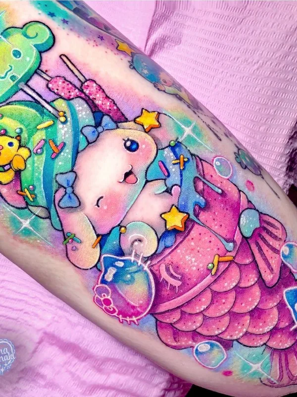 female color illustrative, anime татуировка на forearm #40088 | Тату мастер Laura Annunaki