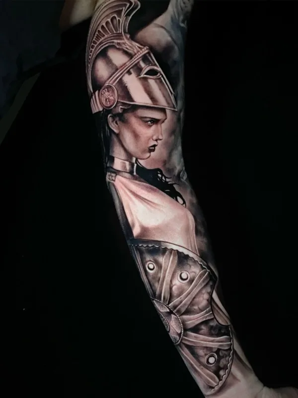 black and grey realism tattoo auf full sleeve #40101 | Tätowierer Dario Tattooarte