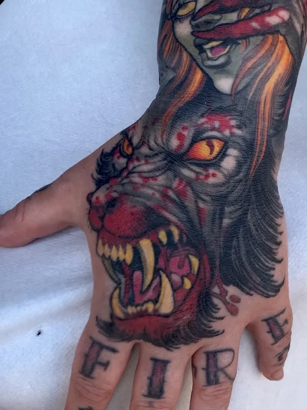 color neo traditional tattoo auf hand #69514 | Tätowierer Peter Lagergren