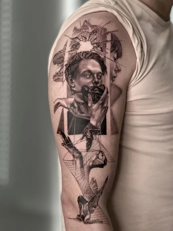 black and grey realism татуировка на full sleeve #69524 | Тату мастер Amalie