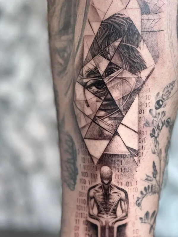 black and grey geometric татуировка на forearm #69526 | Тату мастер Amalie