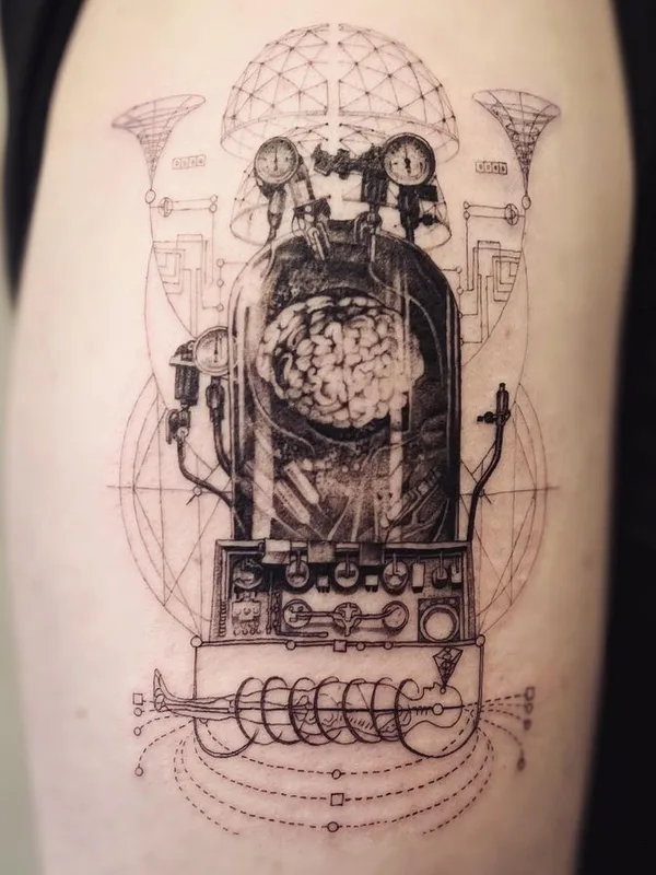 black and grey biomechanical татуировка на forearm #69523 | Тату мастер Amalie