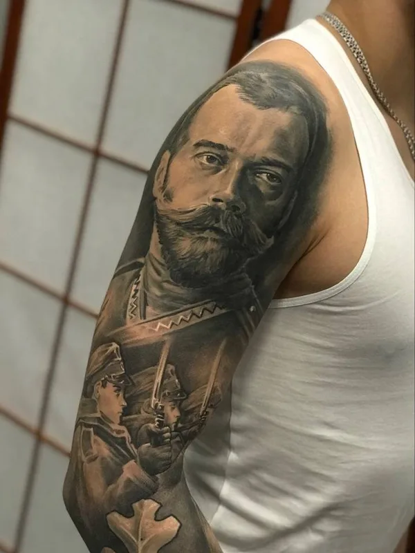 black and grey realism татуировка на full sleeve #31670 | Тату мастер Глеб Эрвье