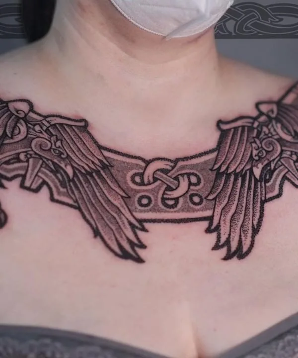 black and grey blackwork 타투 부위 chest #41243 | 타투이스트 Виталий Pradd