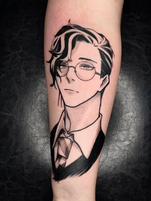 male black and grey anime tattoo on forearm #56509 | Tattoo Artist Полина Сметанина