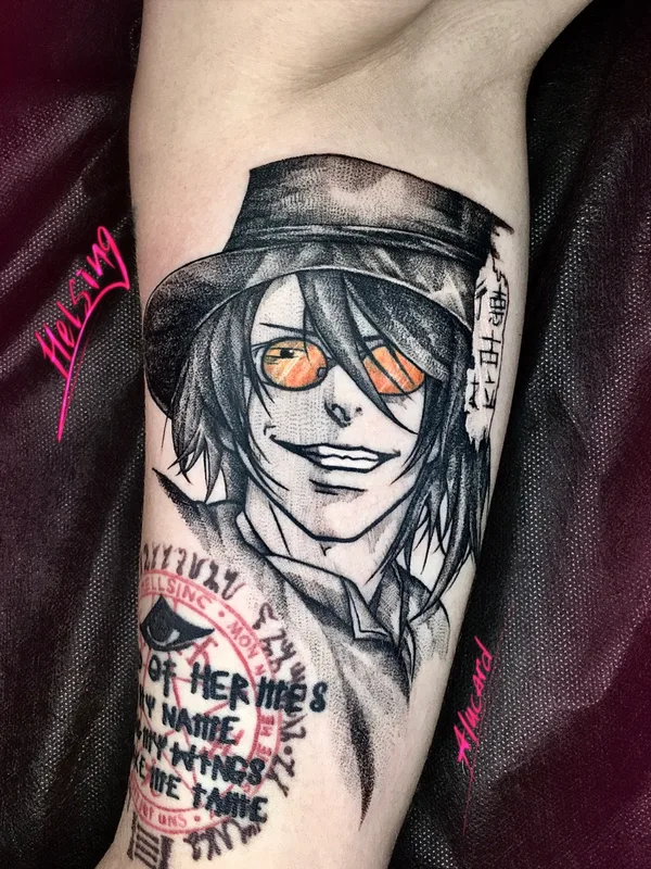 black and grey anime tattoo on forearm #56508 | Tattoo Artist Полина Сметанина