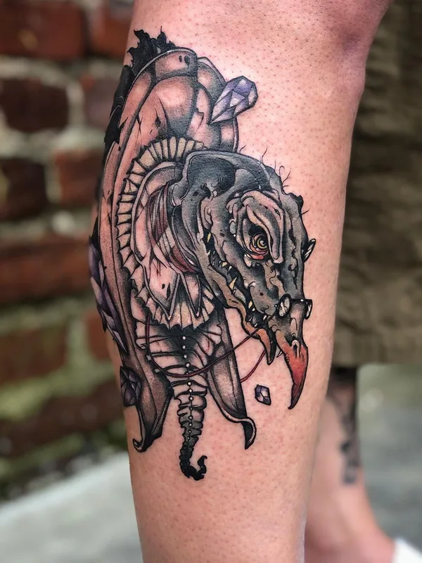color neo traditional Tatuaggio su calf #56528 | Tatuatore Ellie Livingston