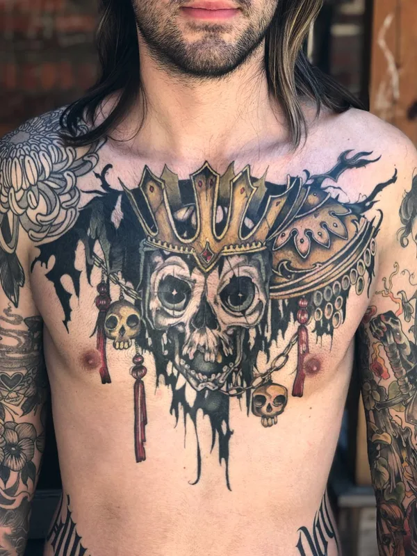 male black and grey black and grey Tatuaggio su chest #56535 | Tatuatore Ellie Livingston
