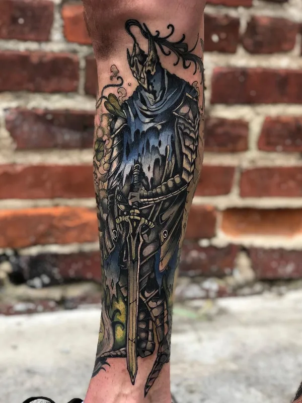 color illustrative Tatuaggio su calf #56527 | Tatuatore Ellie Livingston