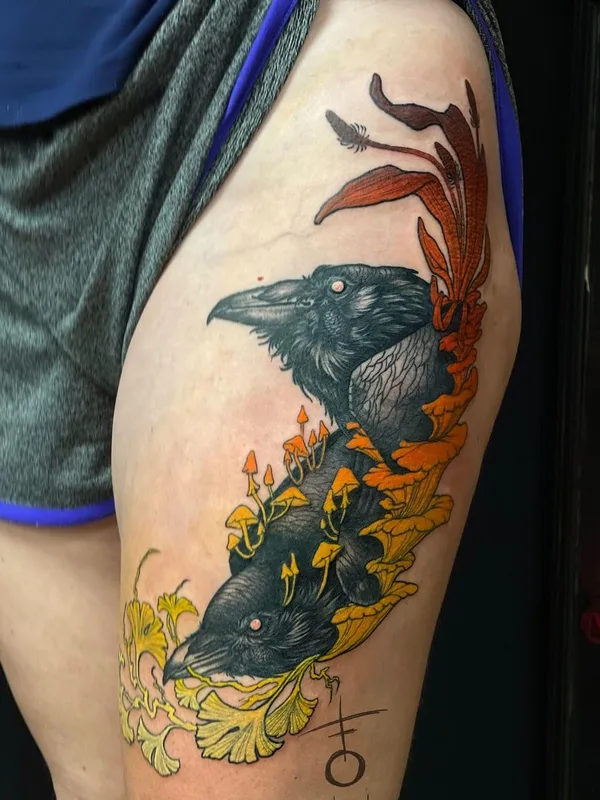 color illustrative Tatuaggio su thigh #56563 | Tatuatore Vitriol