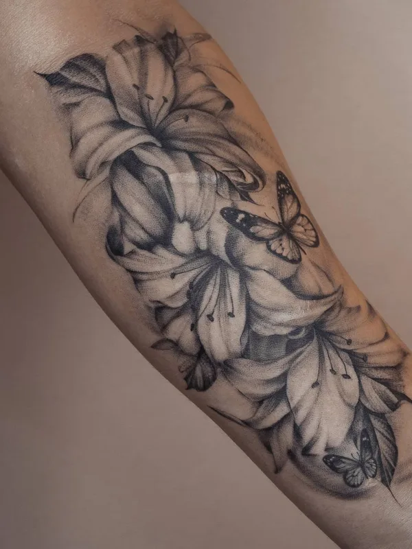 black and grey realism tattoo on forearm #58340 | Tattoo Artist Юлия Гришанок