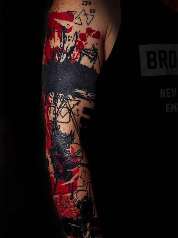 color abstract татуировка на full sleeve #32386 | Тату мастер ИЛЬЯ DRUCH