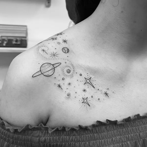 Linework tattoo by Bojana in Amsterdam