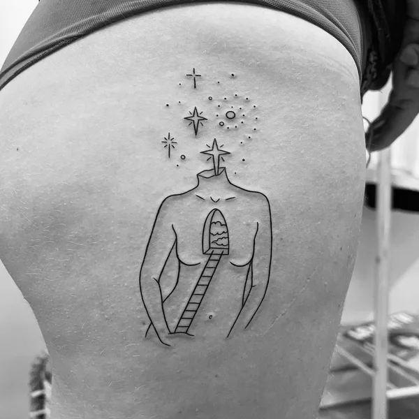 Linework tattoo by Bojana in Amsterdam