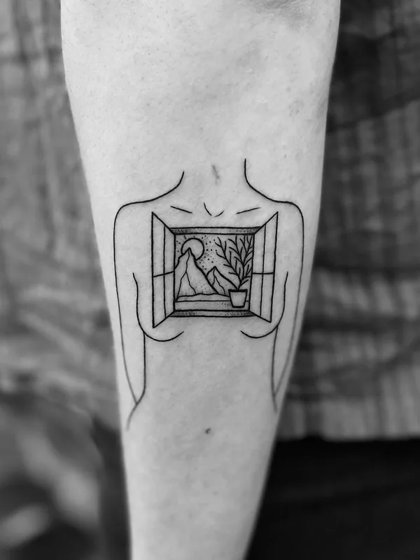 black and grey fineline tatouage sur forearm #44841 | Artiste tatoueur Bojana