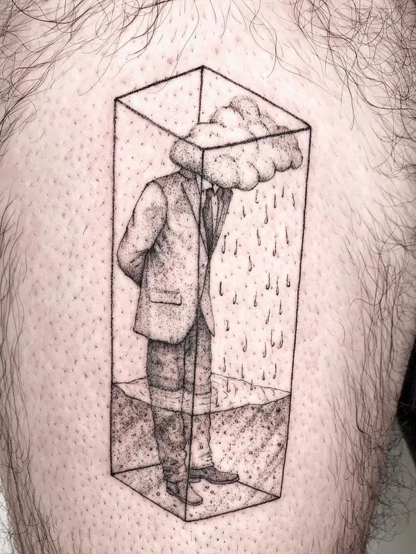 black and grey sketch татуировка на thigh #44855 | Тату мастер Maarten