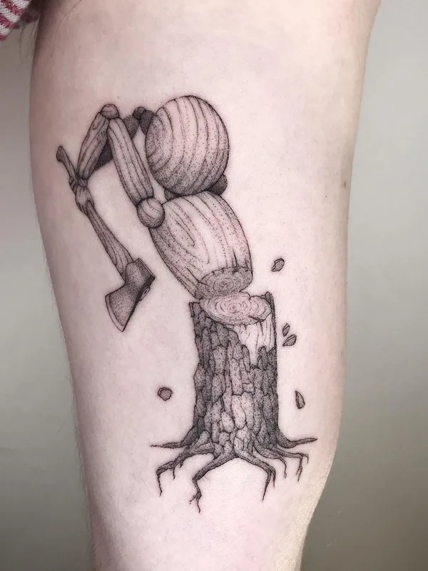 black and grey blackwork татуировка на thigh #44854 | Тату мастер Maarten