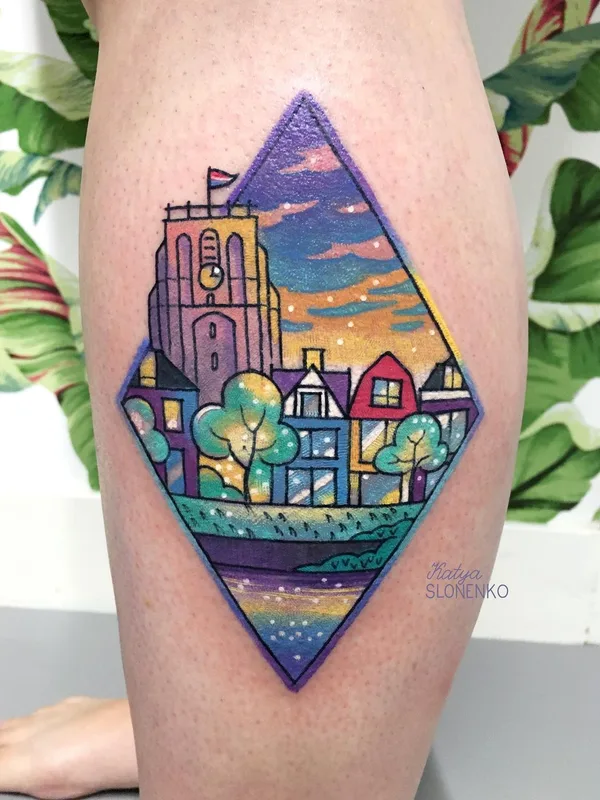color illustrative татуировка на calf #44872 | Тату мастер Katya Slonenko